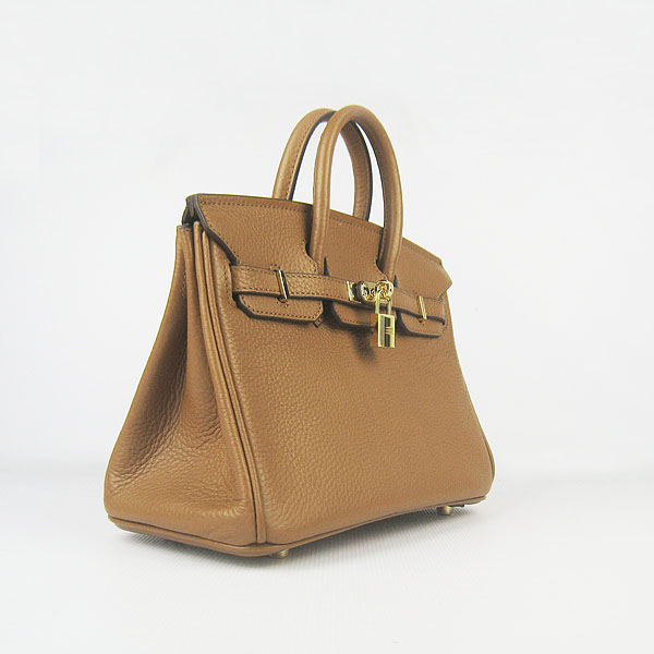 Super A Replica Hermes Gold Buckle Handbag Light Coffee 6068 - Click Image to Close